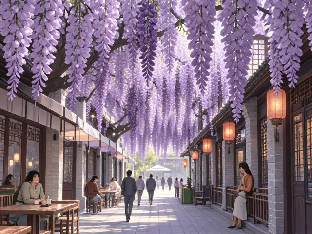 紫藤商业街区,天然遮阴降温,打造清凉网红打卡地