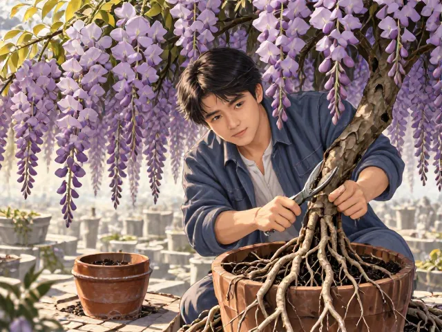 紫藤根系过密控制徒长?修剪施肥全攻略,促花爆盆