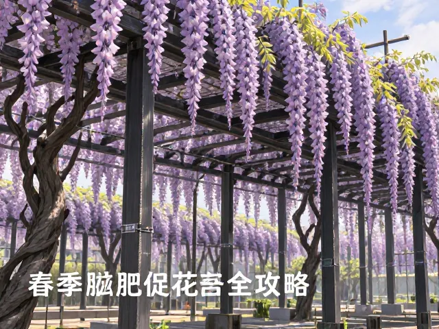紫藤钢结构棚架怎么搭?春季施肥促花全攻略,花开爆盆