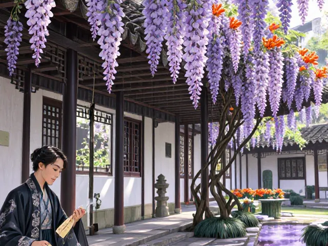 苏州园林紫藤廊与炮仗花,春日赏花指南及拍照攻略