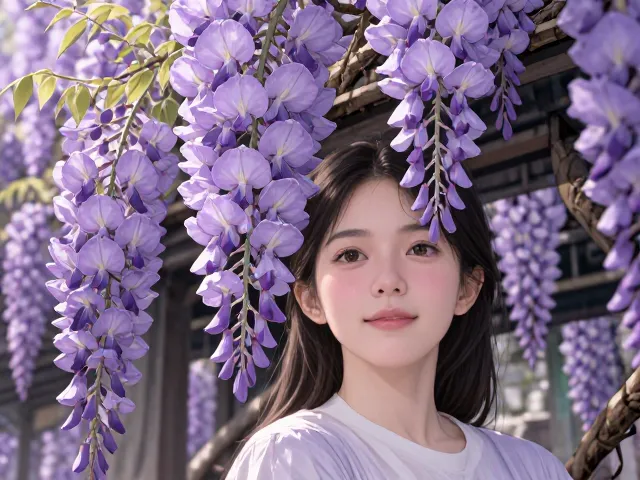 紫藤控徒长技巧，色彩对比造景，打造绝美花墙