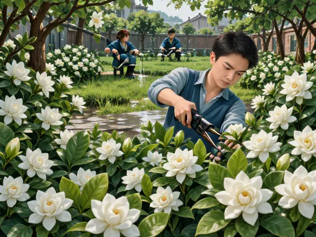 栀子花庭院绿化，春季促芽技巧，花开满园香气扑鼻
