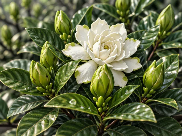 春季栀子花促芽技巧,叶色深绿更健壮,爆花秘籍