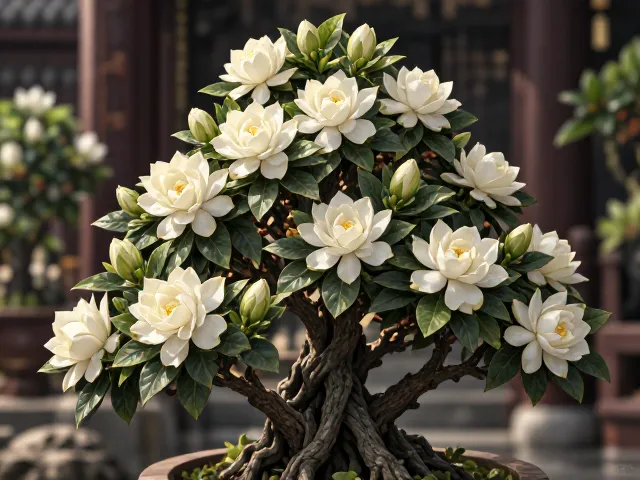 栀子花与冬青搭配,分枝密集如何打造层次感盆景?