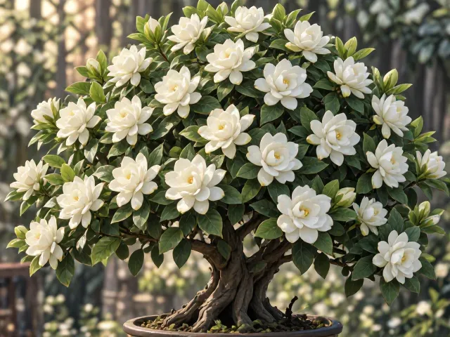 栀子花盆景素材珍贵，养护忌强风直吹，教你养出满盆香