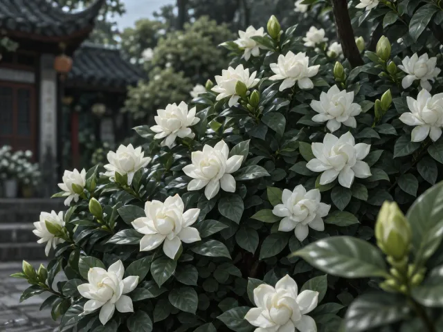 庭院绿化栀子花,掌握花芽分化技巧,让花开爆盆