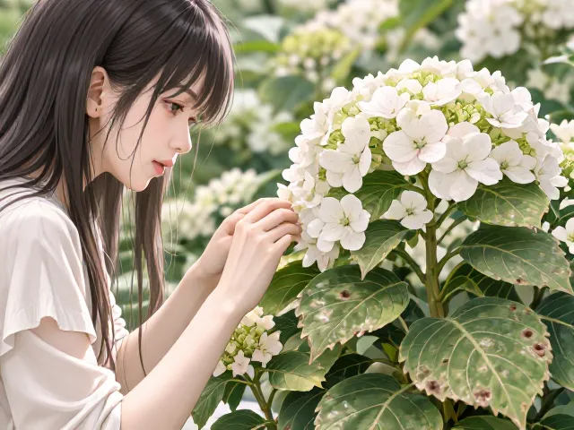 绣球花白粉病预防全攻略，兼顾观叶养护，让叶片油绿无斑