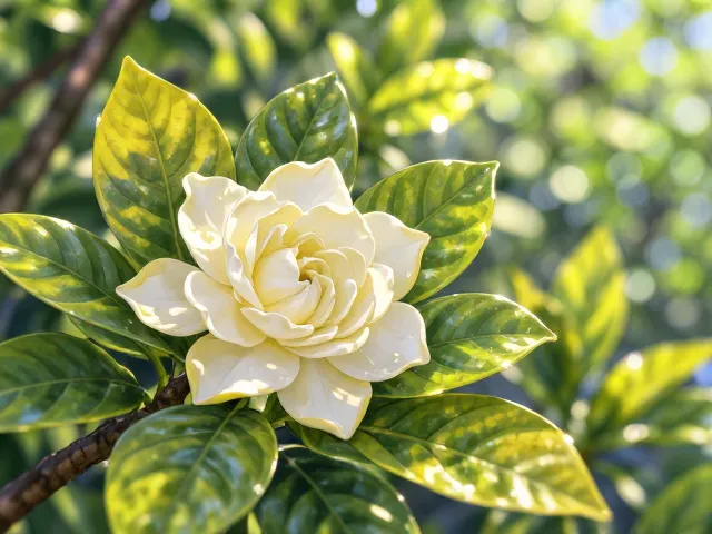 栀子花夏季养护,遮阴保湿忌强风,叶片油绿不黄叶