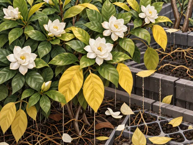 栀子花排水不良导致花芽分化失败?3步解决黄叶不开花