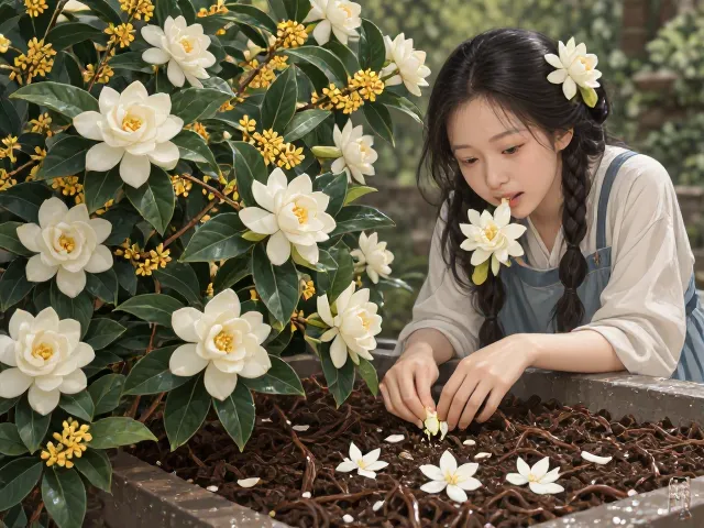 栀子花桂花养护，保持土壤湿润，花开满枝香气扑鼻
