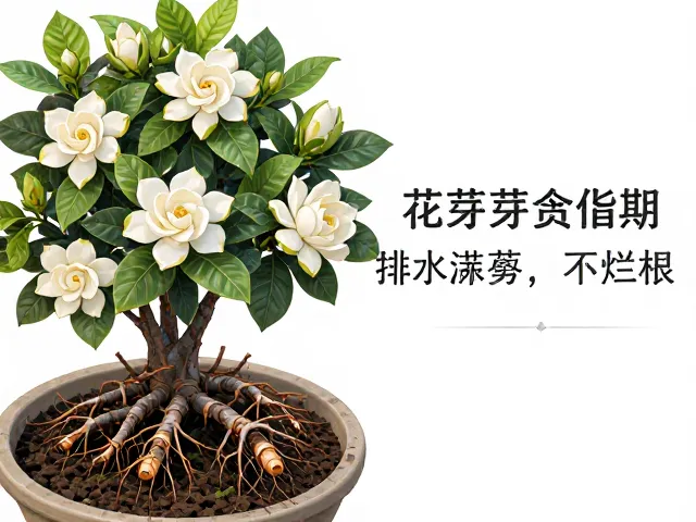 栀子花盆栽观赏指南,配土排水良好,花开满枝不烂根
