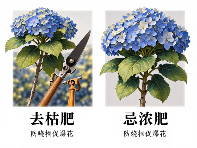 绣球花修剪指南，去除枯枝，忌浓肥，防烧根促爆花
