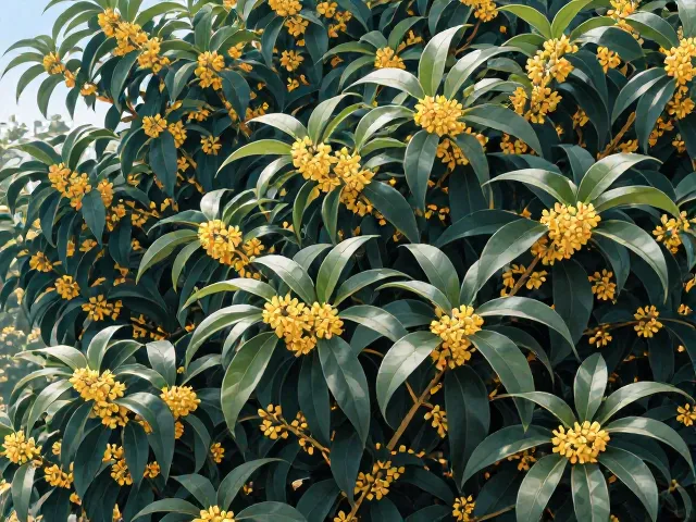 桂花树四季常青景观,兼具降噪除尘功能的生态绿植优选