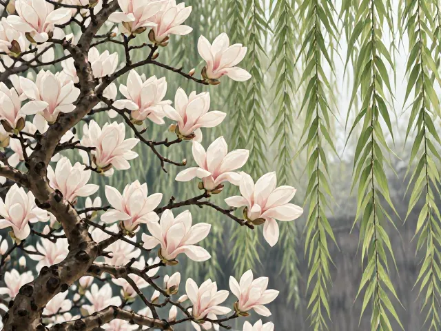 玉兰花与柳叶形，解读离别柔情中的植物美学与象征