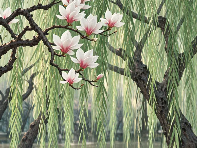 玉兰花与柳叶形，解读离别柔情中的植物美学与象征
