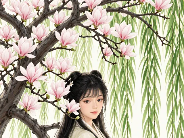 玉兰花与柳叶形，解读离别柔情中的植物美学与象征