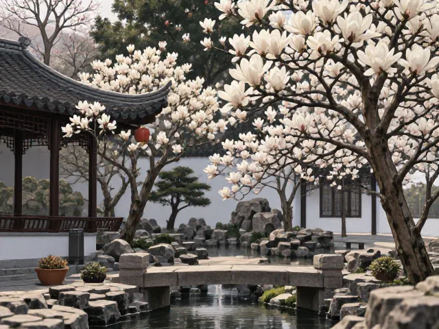 玉兰花专类园造景,捕捉季节性变化显著的自然美学