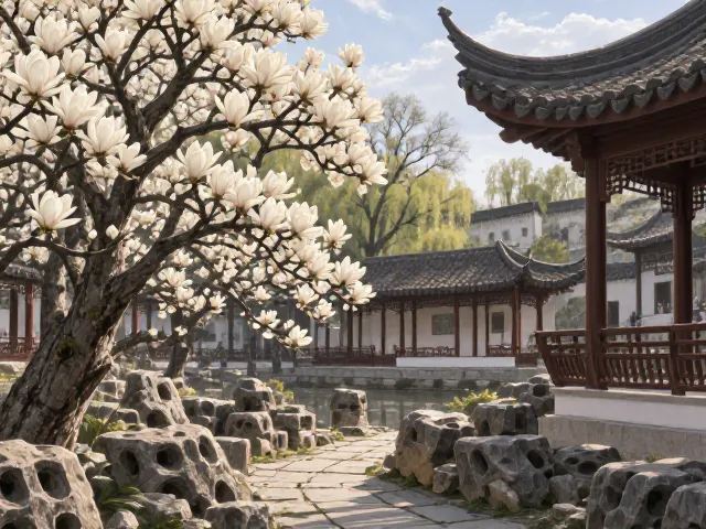 玉兰花专类园造景,捕捉季节性变化显著的自然美学