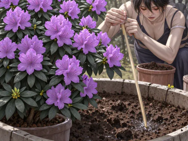 紫薇花与杜鹃同盆,土壤疏松肥沃是开花关键