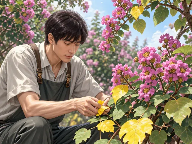 四川成都紫薇花合理施肥技巧，促花繁茂不黄叶