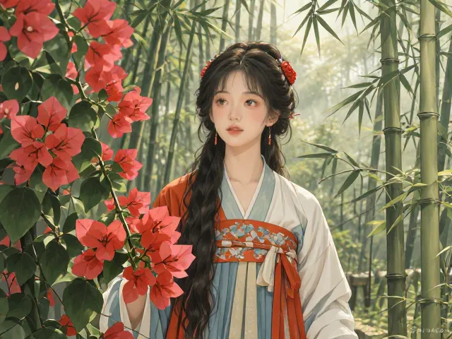 三角梅与竹影清风,汉代萌芽中的东方美学意境