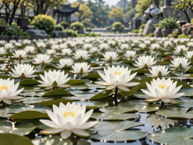 白睡莲，古典诗词常客，花期长且美，庭院种植首选