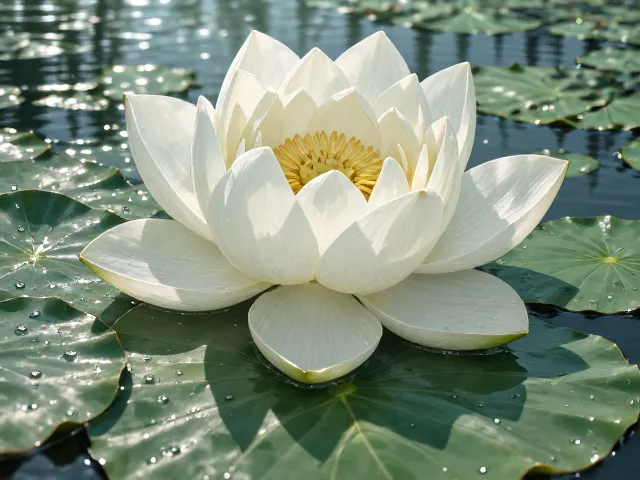 白睡莲荷花寓意高洁?揭秘叶片蜡质层如何守护圣洁之美