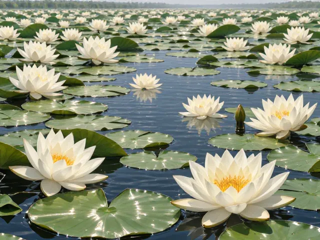 富营养化水体治理，白睡莲与金银莲花的净化效果对比
