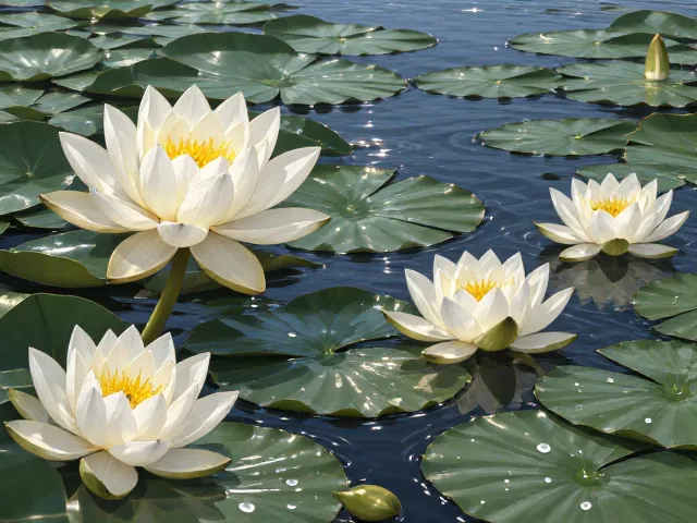 富营养化水体治理，白睡莲与金银莲花的净化效果对比