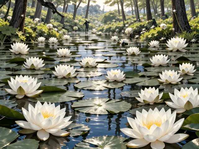 白睡莲,构建水生昆虫共生生态,打造高生物多样性水景