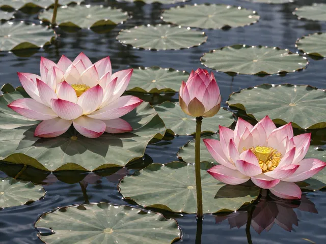 荷花春夏盛放，冬季浅水越冬指南，四季养护全解析