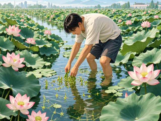 荷花池定期除草指南,沉水植物养护与生态平衡技巧