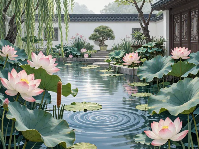 庭院点缀荷花香蒲,打造静谧水景,SEO优化指南