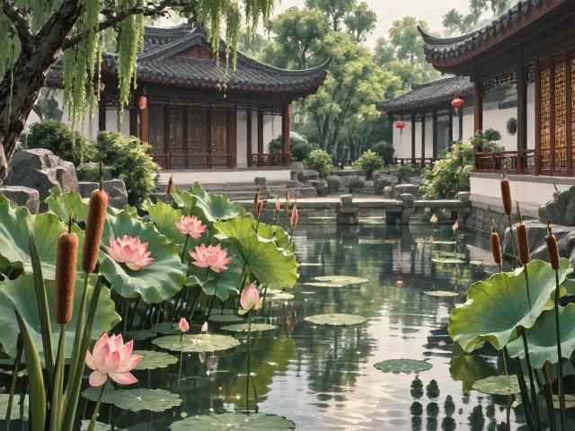 庭院点缀荷花香蒲,打造静谧水景,SEO优化指南