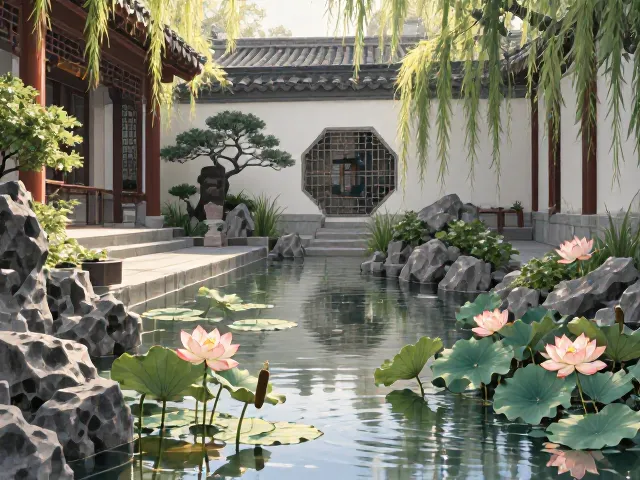 庭院点缀荷花香蒲,打造静谧水景,SEO优化指南