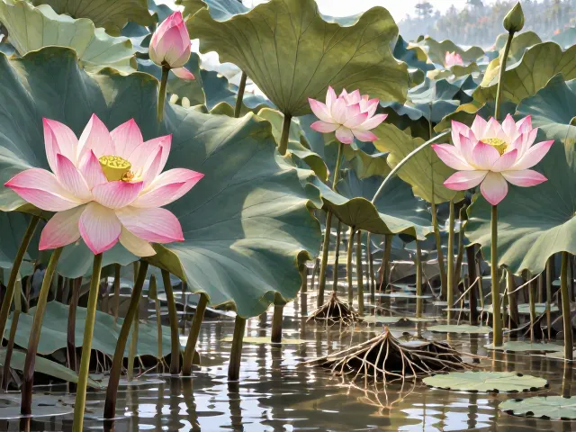 荷花为何适应浅水湿地？挺拔姿态背后的生态秘密