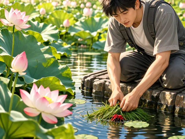 荷花定期除草防红蜘蛛，守护水景美观的3个关键技巧