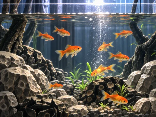 金鱼藻释放氧气,合理搭配底层鱼类打造生态水族箱
