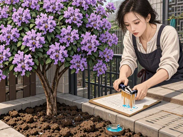 庭院角落种紫薇，选疏松肥沃土，四季花开爆盆