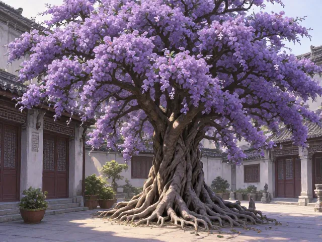 庭院角落种紫薇树,根系发达抗风,四季开花美如画