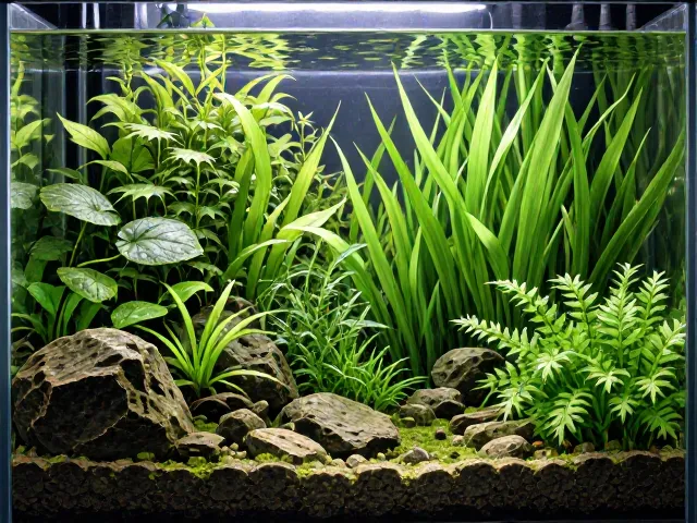 金鱼藻与中低光水蕴草搭配，低光照下草缸造景避坑指南