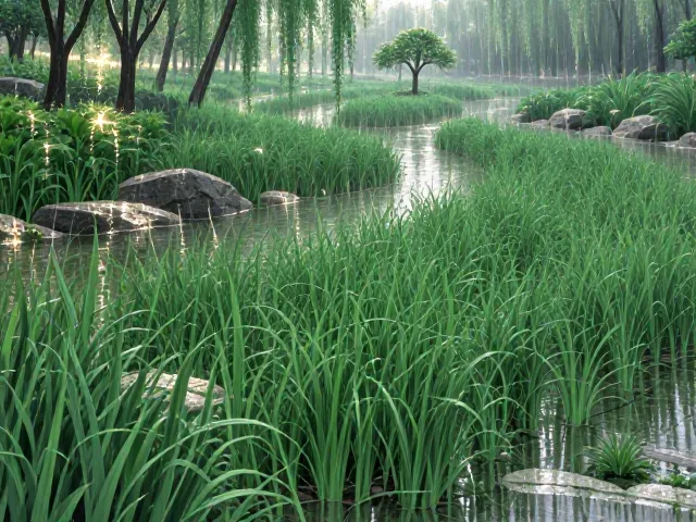 雨水花园用石菖蒲,低维护成本打造生态景观