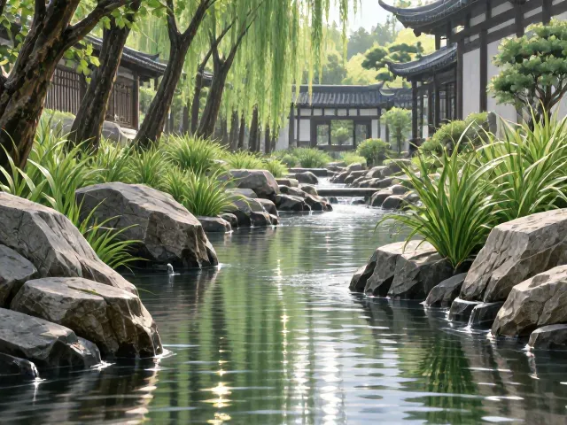 石菖蒲庭院水景种植,干湿交替频繁下的养护与造景技巧