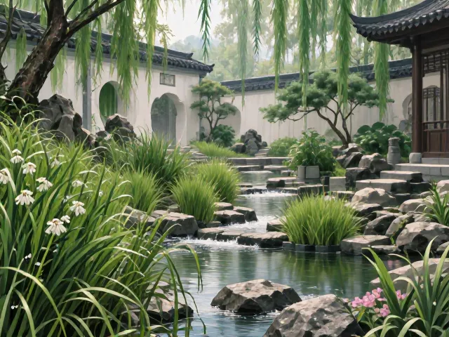 石菖蒲野性美,打造庭院水景的禅意灵魂