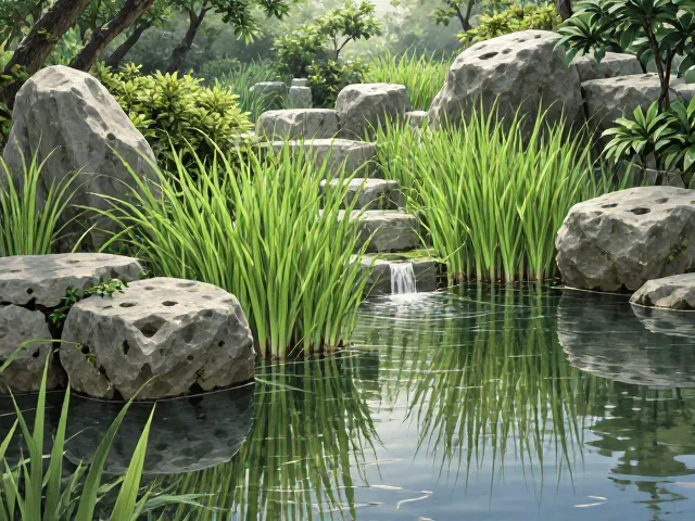 石菖蒲野性美,打造庭院水景的禅意灵魂