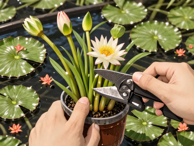 迷你睡莲塑料盆修剪指南，如何科学修剪植物促开花