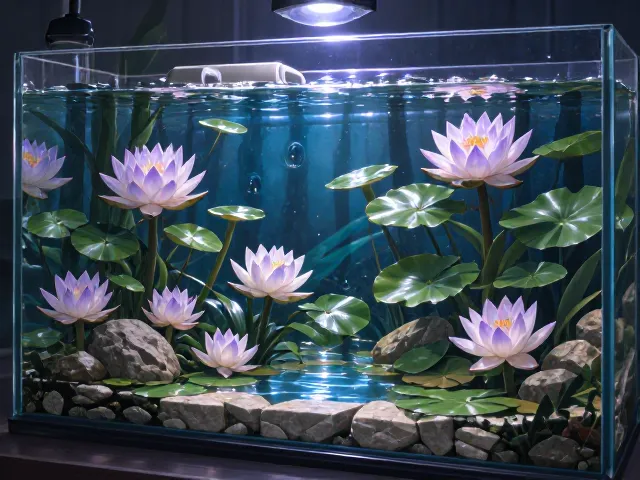 玻璃缸迷你睡莲,打造水下生物链平衡的生态造景指南