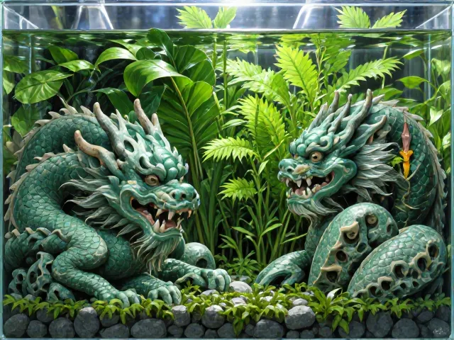 水榕配青龙石造景，打造迷你生态瓶，新手也能养出高颜值水下森林
