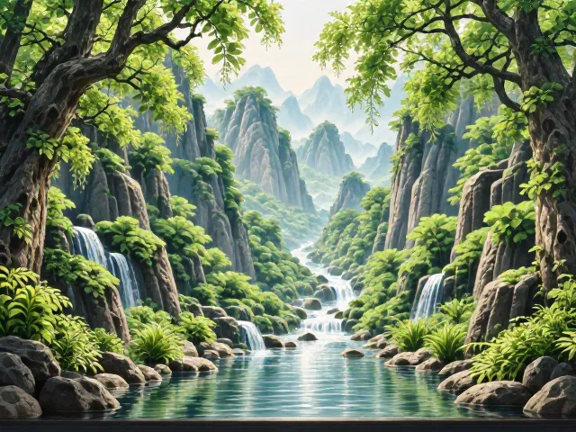水榕造景微缩自然景观,打造高山流水意境的鱼缸美学指南