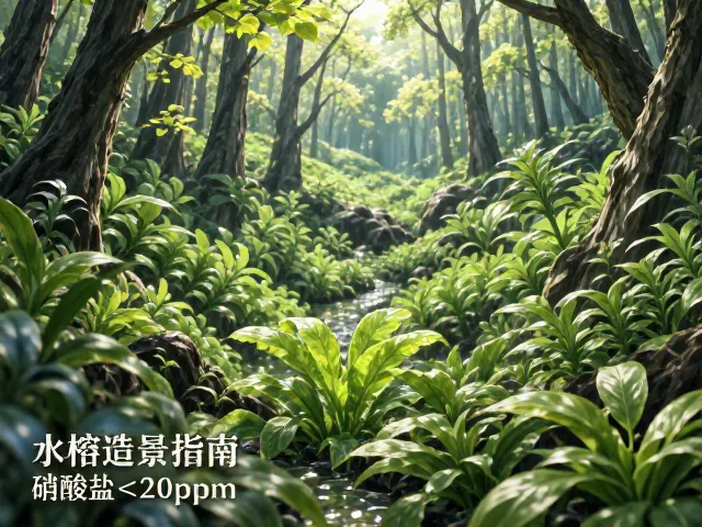 水榕造景指南，科普硝酸盐<20ppm对水草健康的关键作用